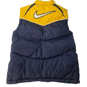 Nike Boys Puffer Vest Yellow Blue Boys 6 Kids Logo Embroidery Streetwear Jacket